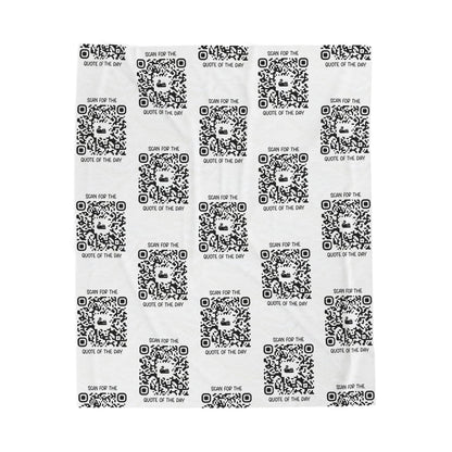 Home & Cozy – Blanket – White – Scan for the Quote of the Day