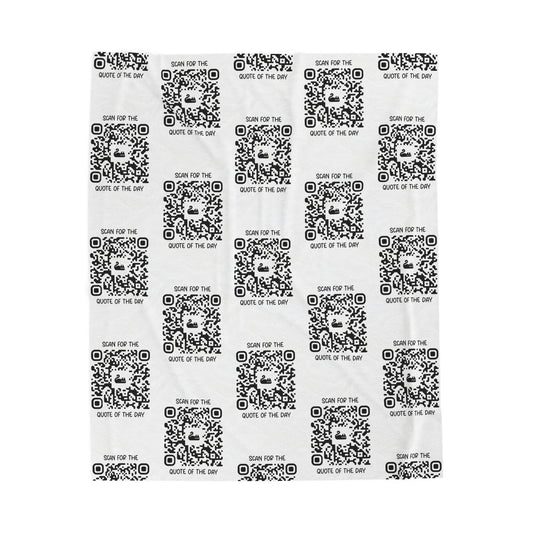 Home & Cozy – Blanket – White – Scan for the Quote of the Day