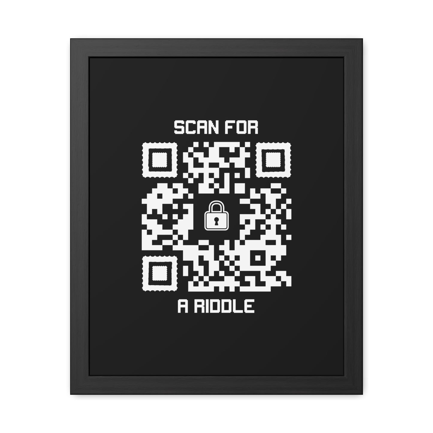 Hidden – Framed Poster – Black – Scan for a Riddle
