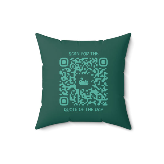 Home & Cozy – Pillow – Green – Scan for the Quote of the Day