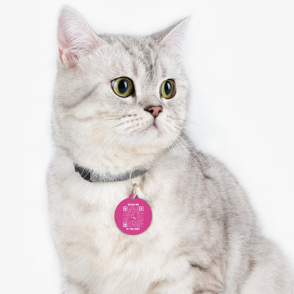 Pet Collection – Cat Tag – Fuchsia – Scan Me If I'm Lost