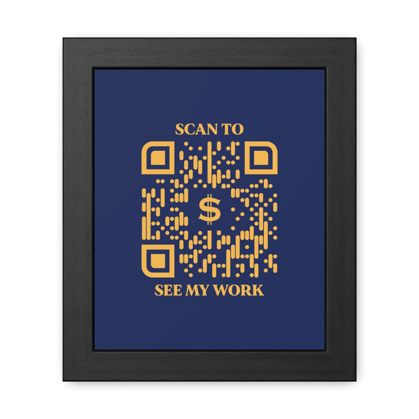 Business & Networking – Framed Poster – Navy – Scan to See My Work