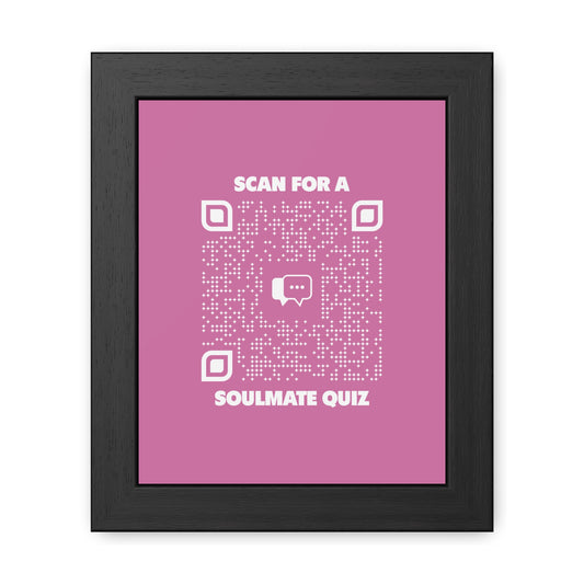 Dating – Framed Poster – Pink – Scan for a Soulmate Quiz