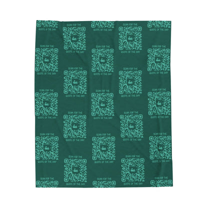 Home & Cozy – Blanket – Green – Scan for the Quote of the Day