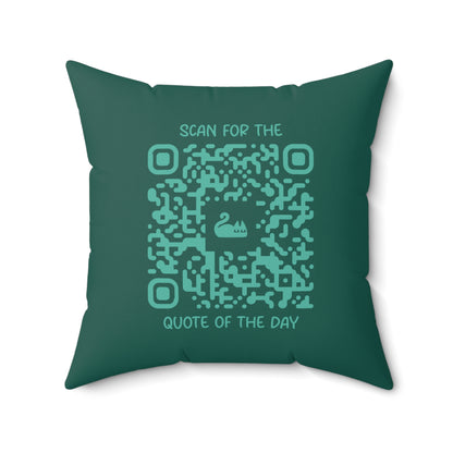 Home & Cozy – Pillow – Green – Scan for the Quote of the Day
