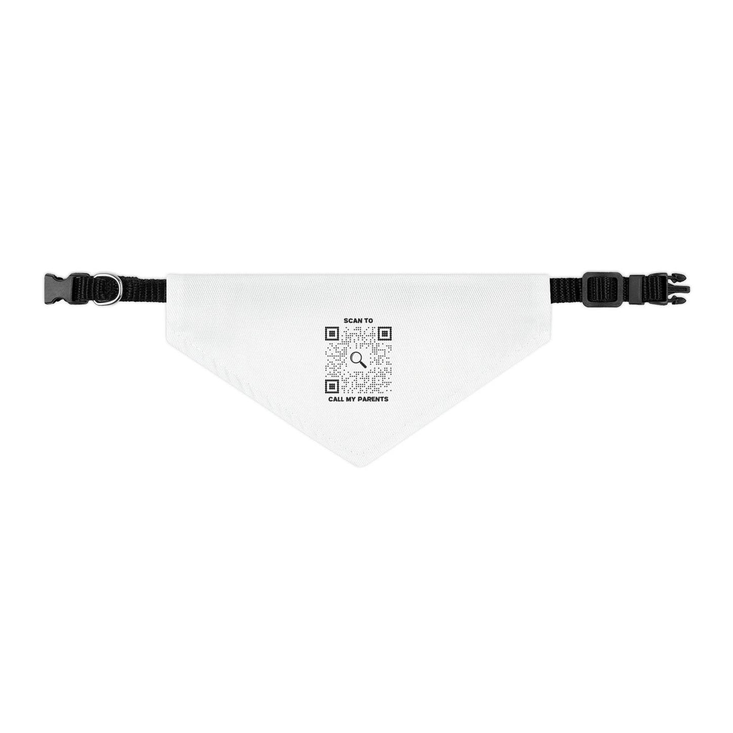 Pet Collection – Pet Bandana Collar – White – Scan to Call My Parents