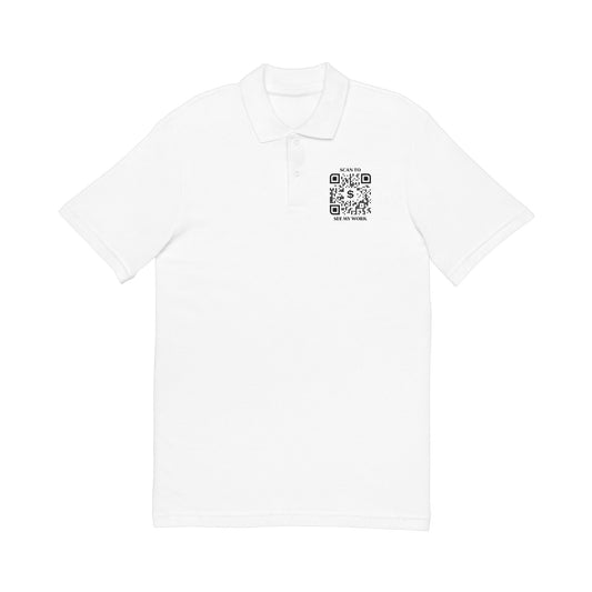 Business & Networking – Polo – White – Scan to See My Work
