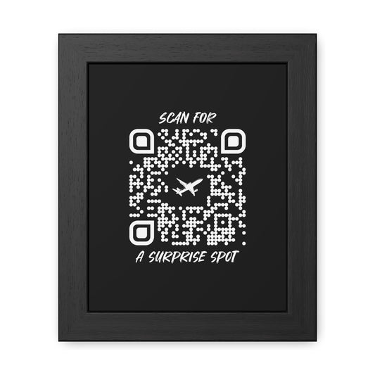 Travel – Framed Poster – Black – Scan for a Surprise Spot