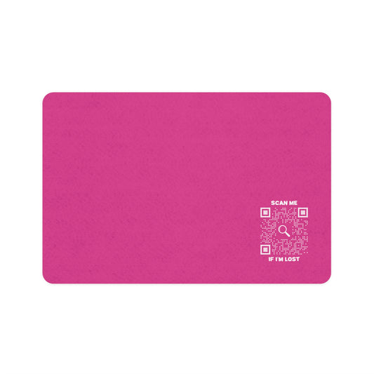 Pet Collection – Pet Food Mat – Fuchsia – Scan Me If I'm Lost