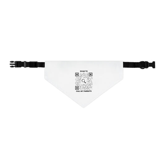 Pet Collection – Pet Bandana Collar – White – Scan to Call My Parents