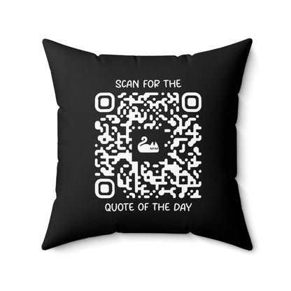 Home & Cozy – Pillow – Black – Scan for the Quote of the Day