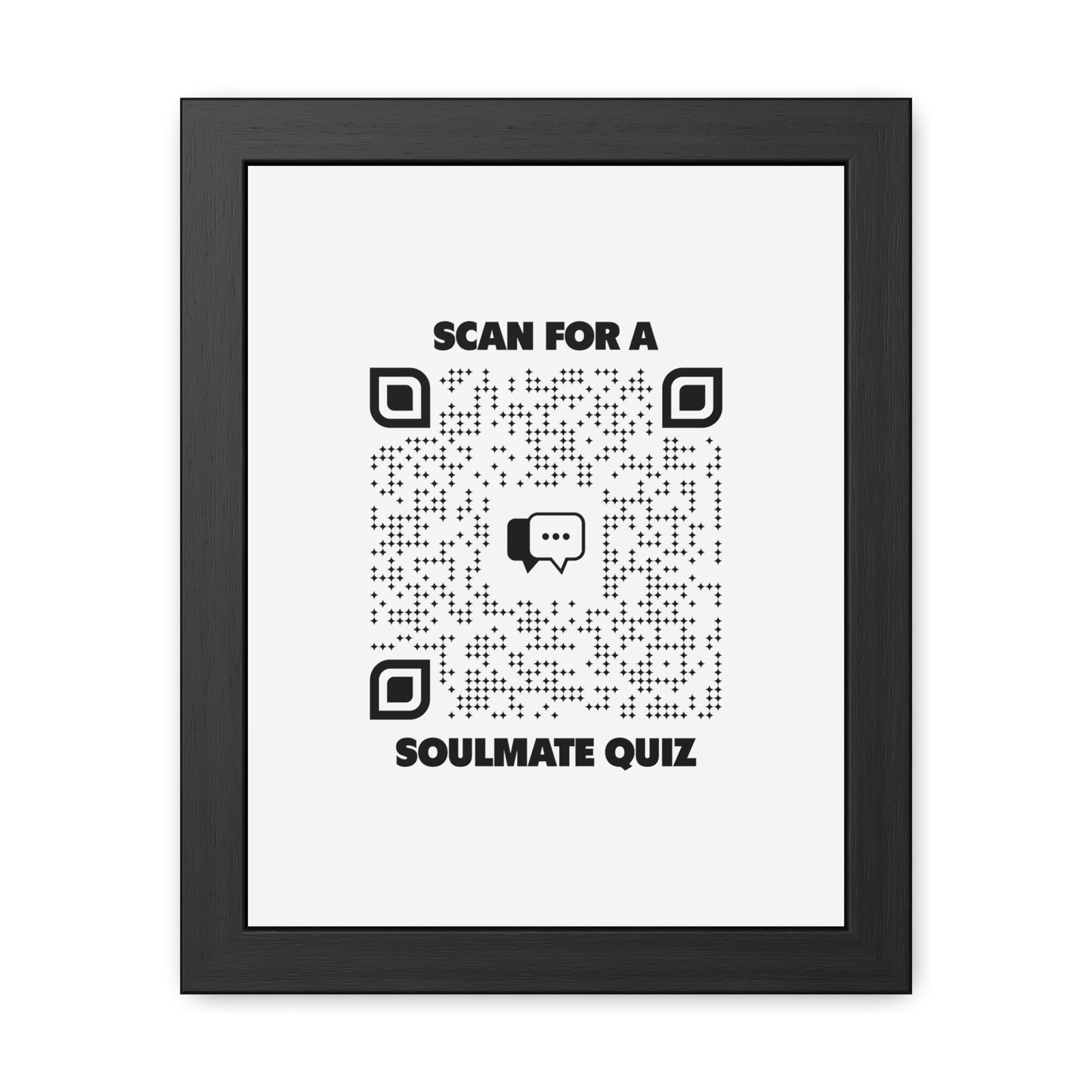 Dating – Framed Poster – White – Scan for a Soulmate Quiz