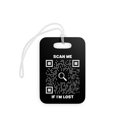 Travel – Luggage Tag – Black – Beach Design – Scan Me If I'm Lost