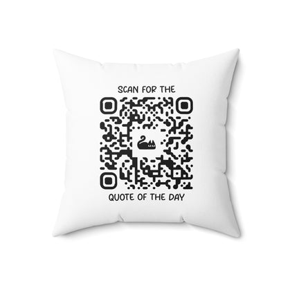 Home & Cozy – Pillow – White – Scan for the Quote of the Day