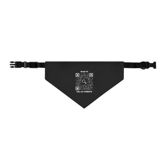 Pet Collection – Bandana Collar – Black – Scan to Call My Parents