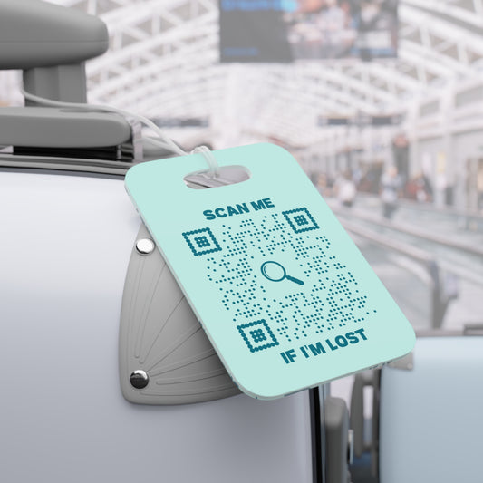 Travel – Luggage Tag – Green – Beach Design – Scan Me If I'm Lost
