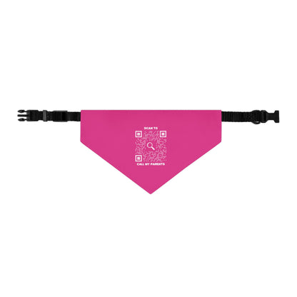 Pet Collection – Bandana Collar – Fuchsia – Scan to Call My Parents
