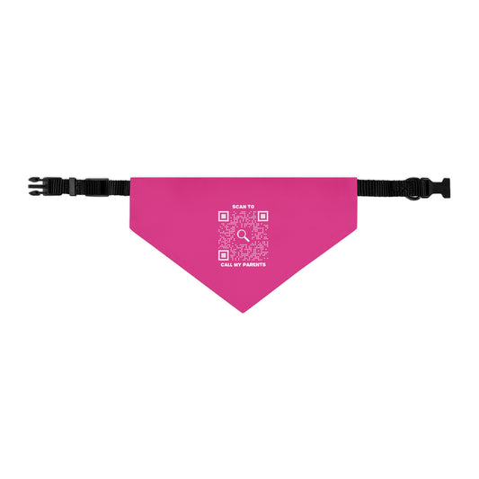 Pet Collection – Bandana Collar – Fuchsia – Scan to Call My Parents