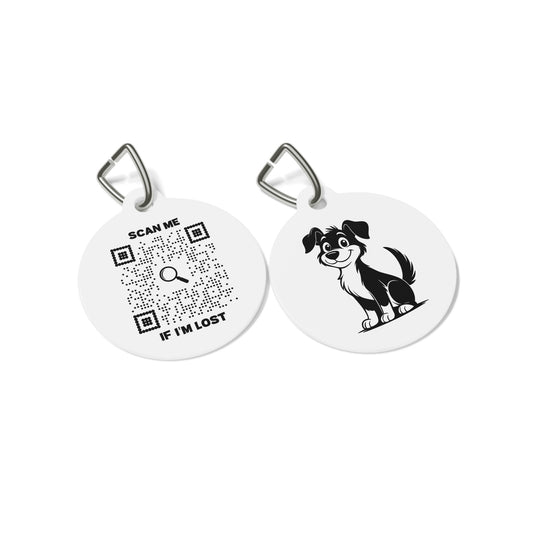 Colección de mascotas – Placa de identificación – Blanca – Escanéame si me pierdo