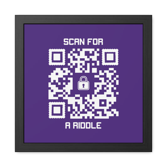 Hidden – Framed Poster – Purple – Scan for a Riddle