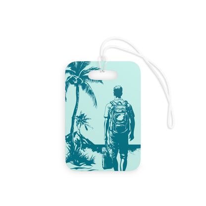 Travel – Luggage Tag – Green – Beach Design – Scan Me If I'm Lost