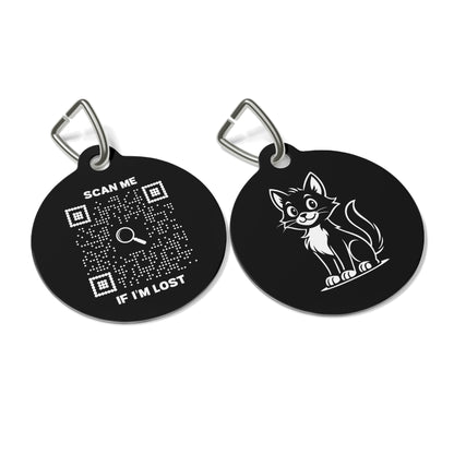 Pet Collection – Cat Tag – Black – Scan Me If I'm Lost
