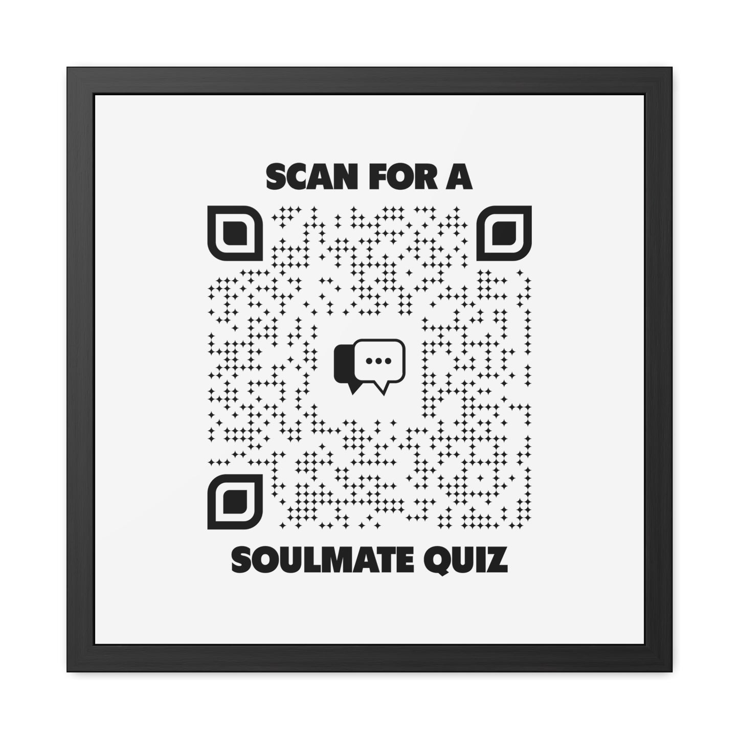 Dating – Framed Poster – White – Scan for a Soulmate Quiz