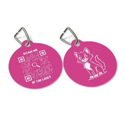 Pet Collection – Cat Tag – Fuchsia – Scan Me If I'm Lost