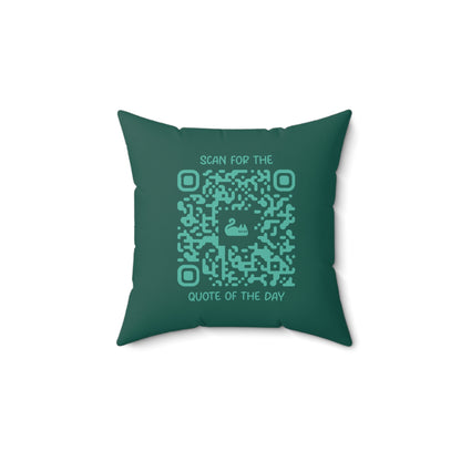 Home & Cozy – Pillow – Green – Scan for the Quote of the Day