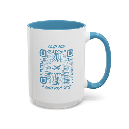 Travel – Mug – Blue – Scan for a Surprise Spot