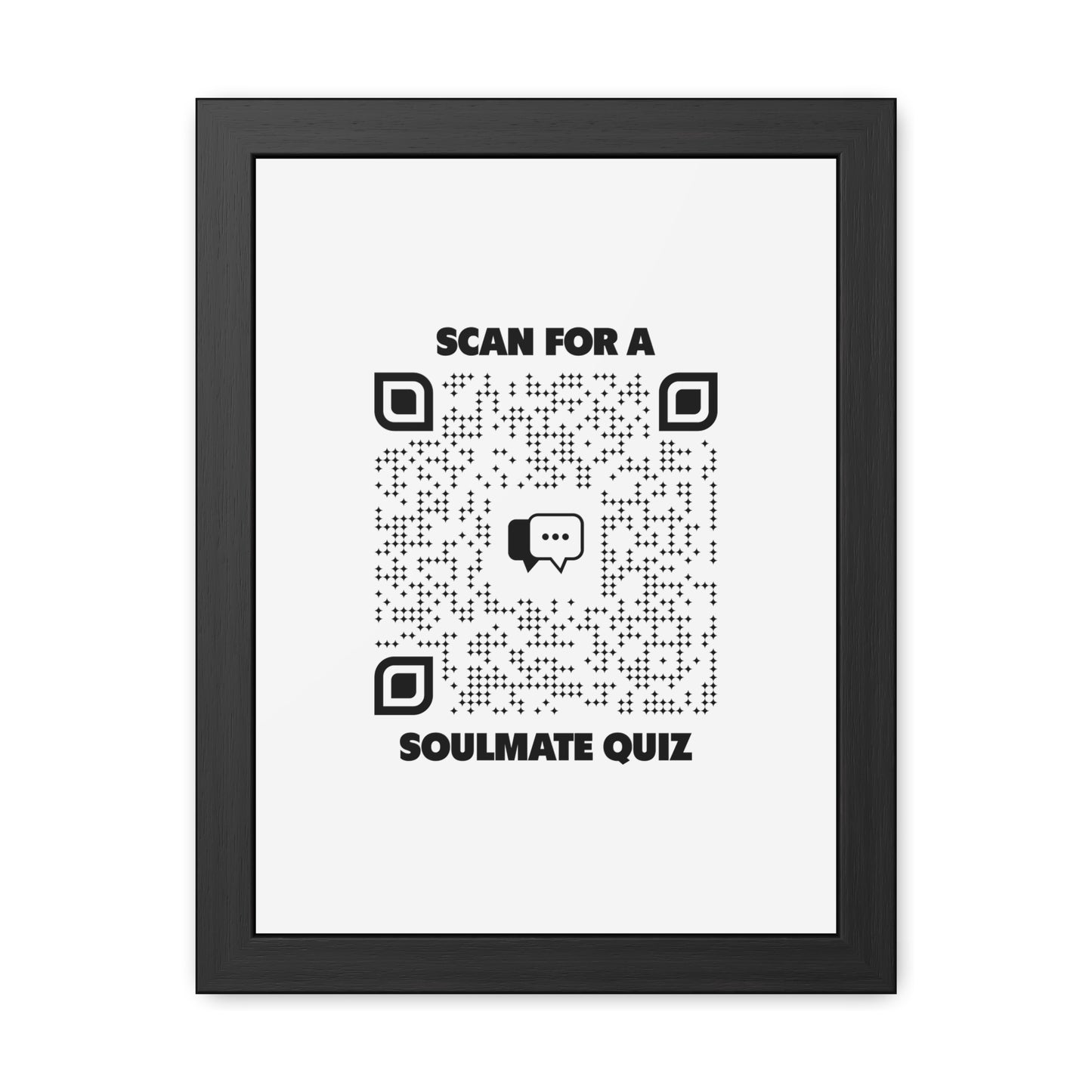 Dating – Framed Poster – White – Scan for a Soulmate Quiz