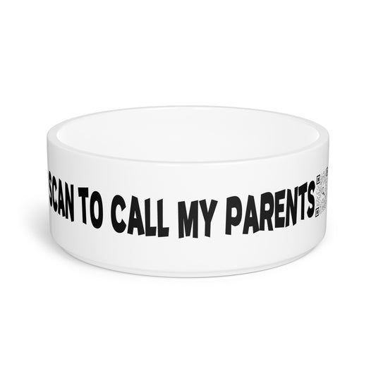 Pet Collection – Bowl – White – Scan to Call My Parents