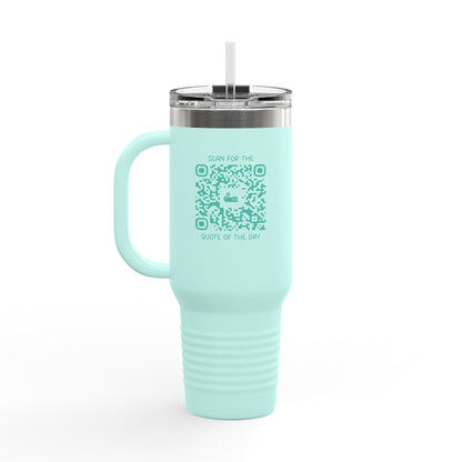 Home & Cozy – Insulated Travel Mug – Scan for the Quote of the Day