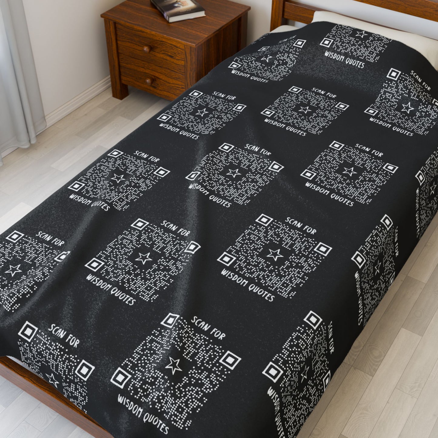 Inspiration – Blanket – Black – Scan for Wisdom Quotes