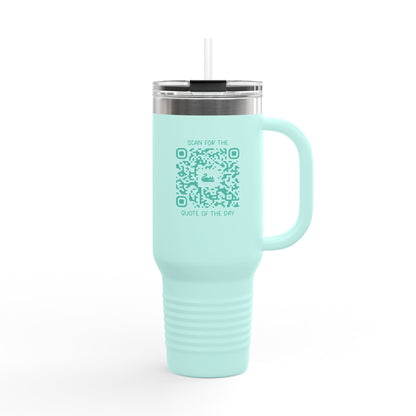 Home & Cozy – Insulated Travel Mug – Scan for the Quote of the Day