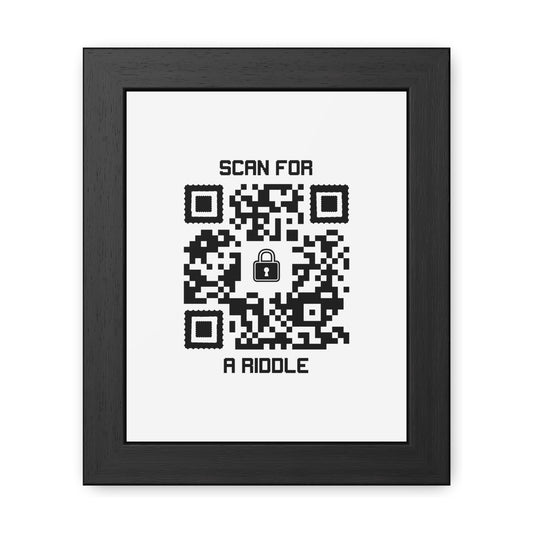 Hidden – Framed Poster – White – Scan for a Riddle