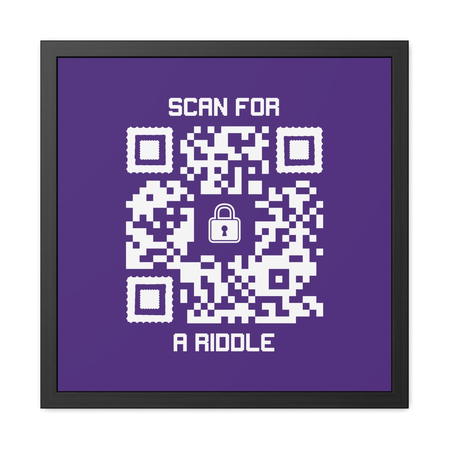 Hidden – Framed Poster – Purple – Scan for a Riddle