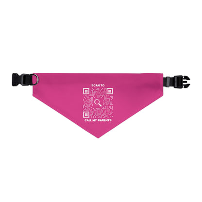 Pet Collection – Bandana Collar – Fuchsia – Scan to Call My Parents