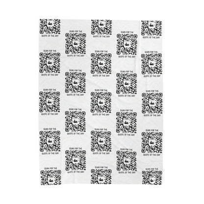 Home & Cozy – Blanket – White – Scan for the Quote of the Day