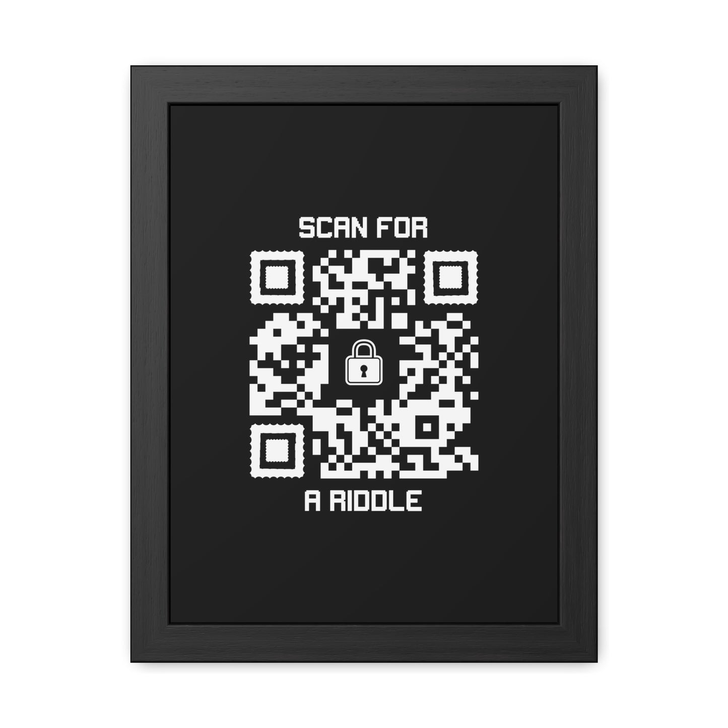 Hidden – Framed Poster – Black – Scan for a Riddle