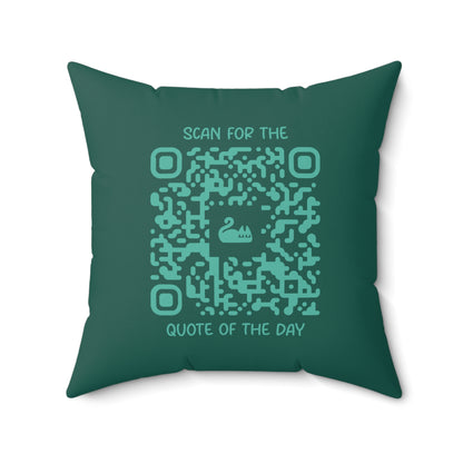 Home & Cozy – Pillow – Green – Scan for the Quote of the Day