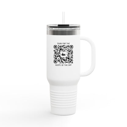 Home & Cozy – Insulated Travel Mug – Scan for the Quote of the Day