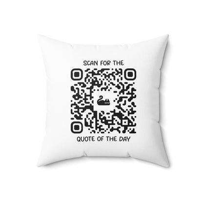 Home & Cozy – Pillow – White – Scan for the Quote of the Day