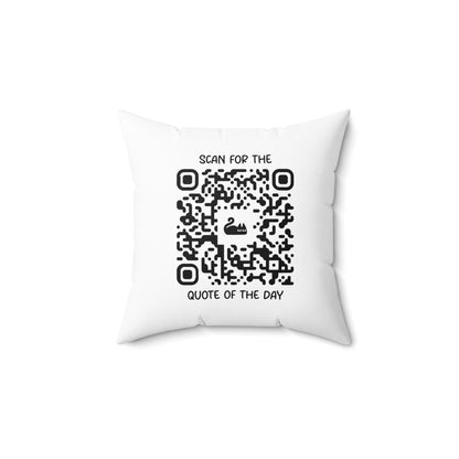 Home & Cozy – Pillow – White – Scan for the Quote of the Day