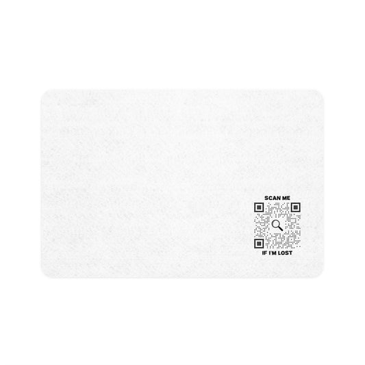 Pet Collection – Pet Food Mat – White – Scan Me If I'm Lost