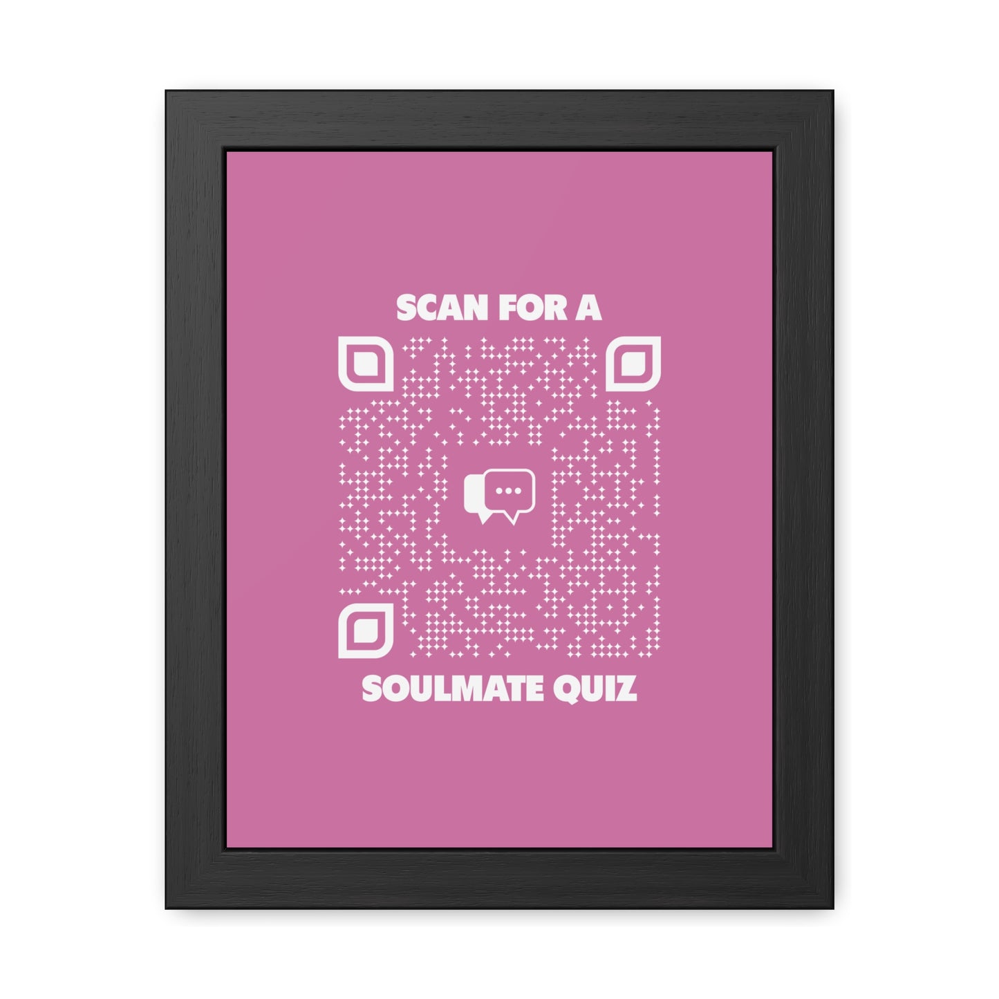 Dating – Framed Poster – Pink – Scan for a Soulmate Quiz