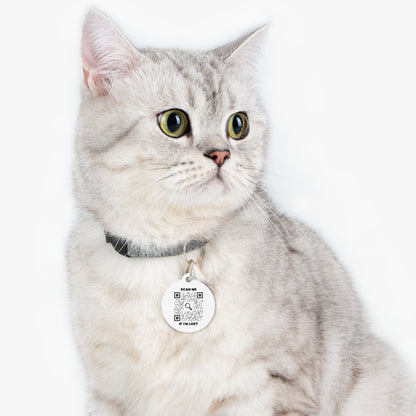 Pet Collection – Cat Tag – White – Scan Me If I'm Lost