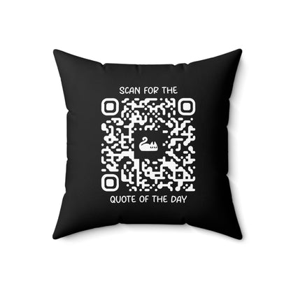 Home & Cozy – Pillow – Black – Scan for the Quote of the Day
