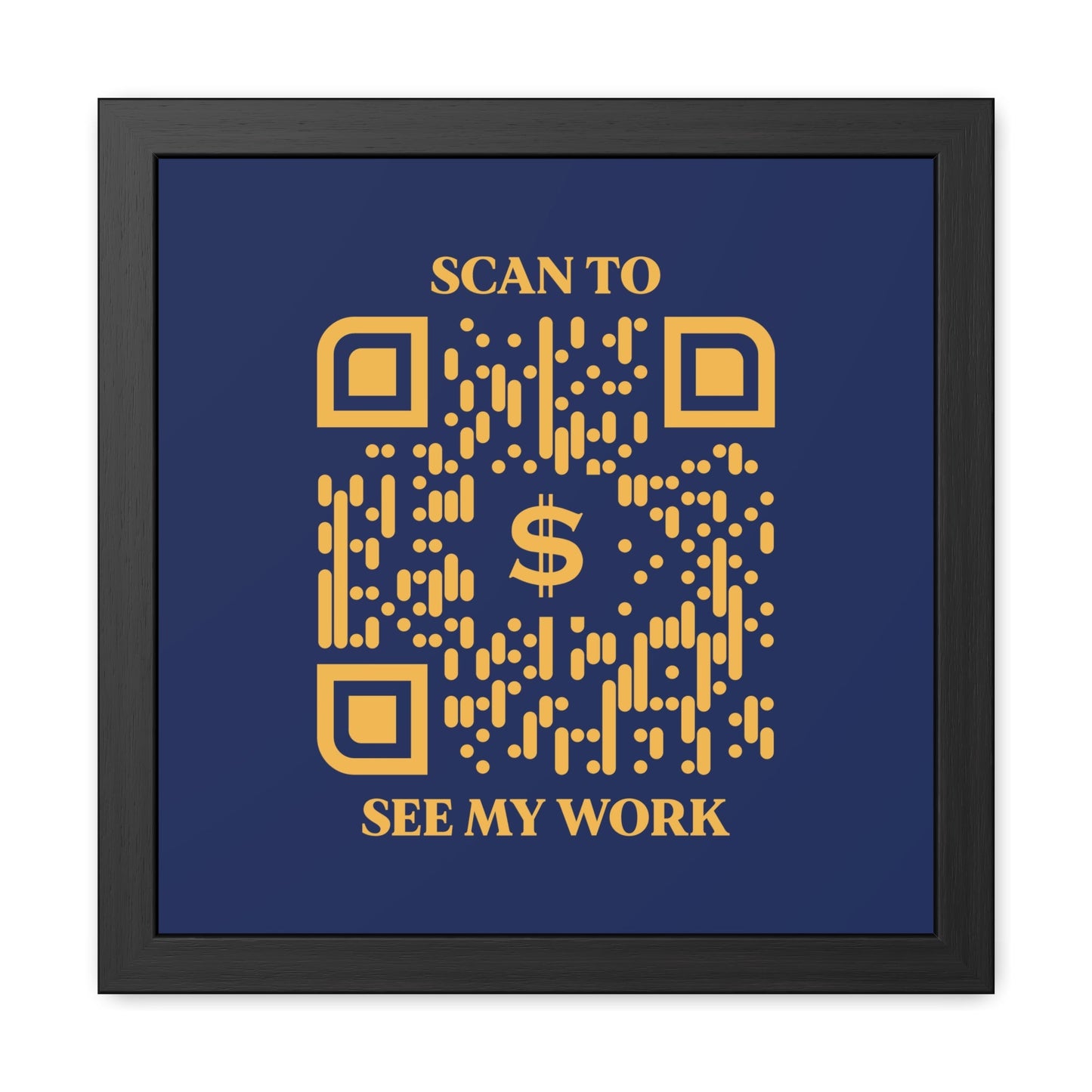 Business & Networking – Framed Poster – Navy – Scan to See My Work - QR NATION