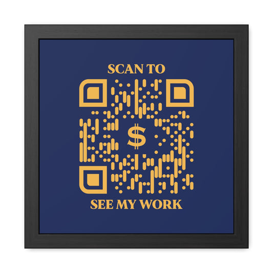 Business & Networking – Framed Poster – Navy – Scan to See My Work - QR NATION